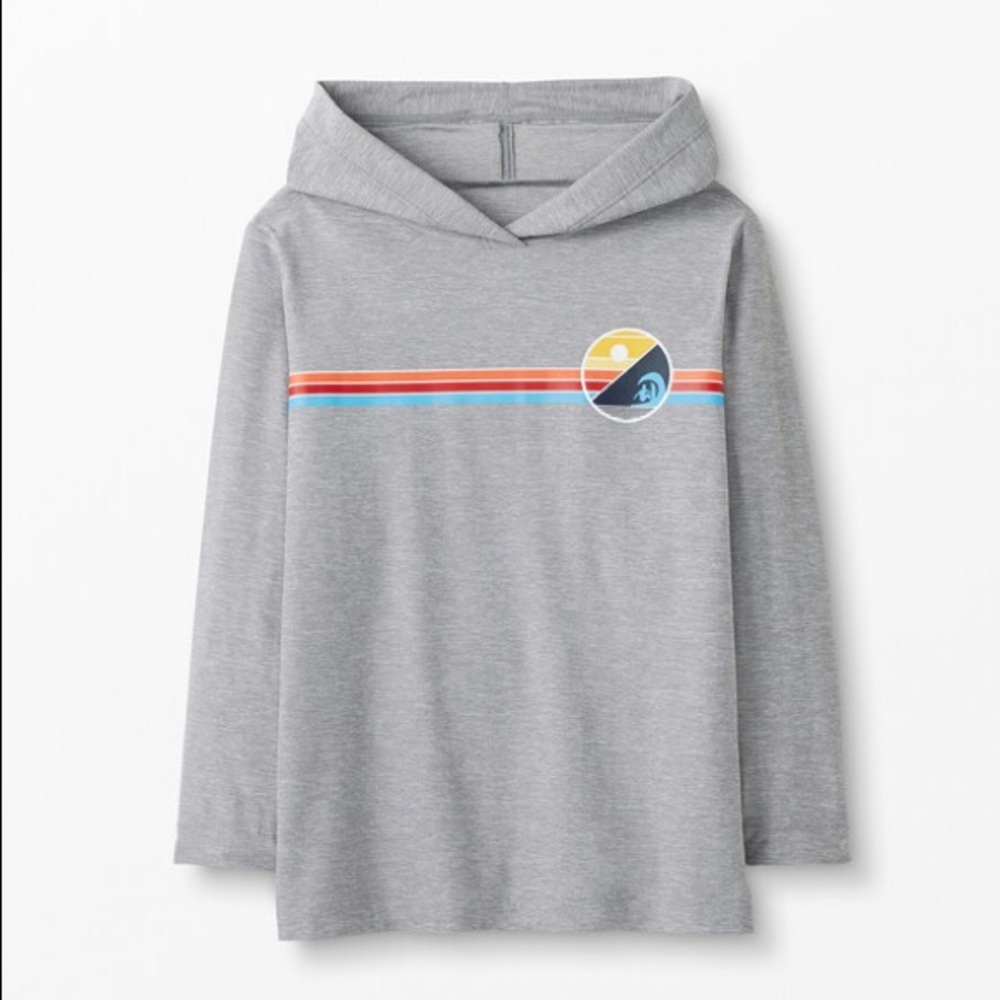 BNWT Hanna Andersson UV Art Hoodie Rash Guard in Mineral Grey